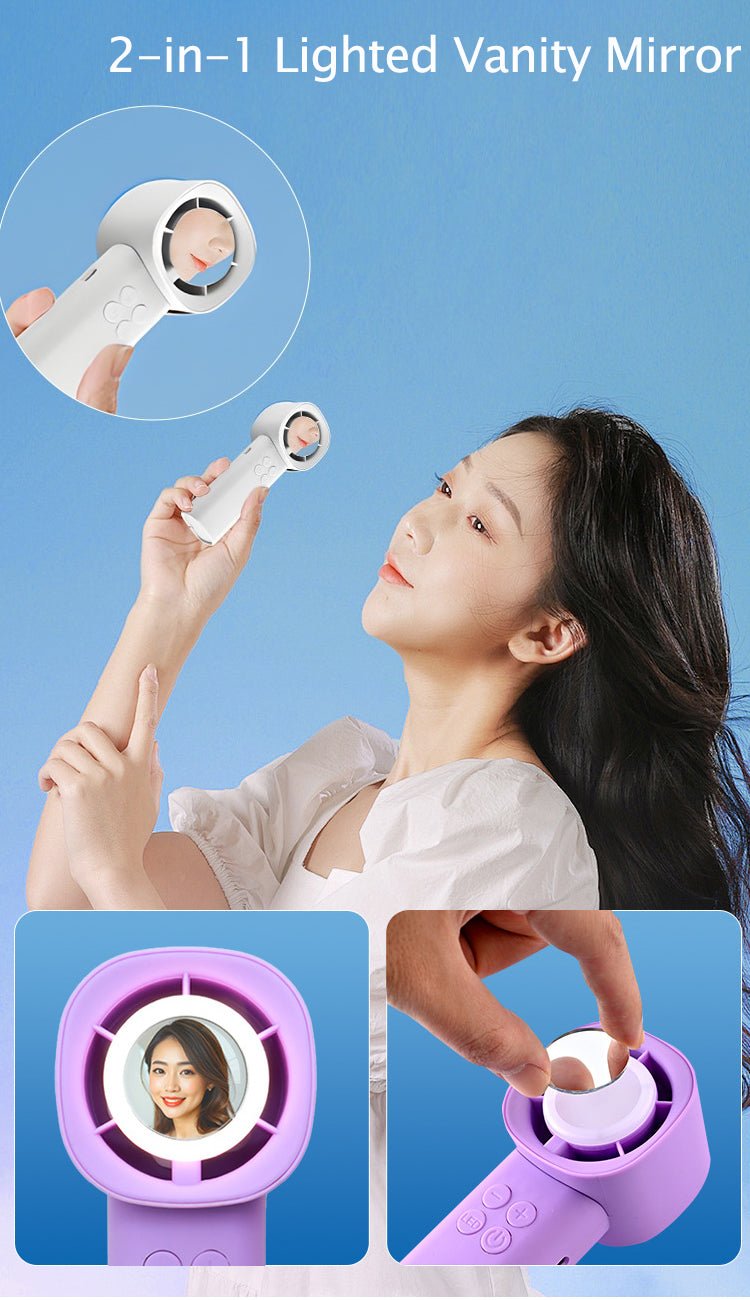 3 - in - 1 Lighted Vanity Mirror Portable USB Rechargeable Handled Cooling Fan - Better - Light(HK Belisson) Lighting Co.,Ltd