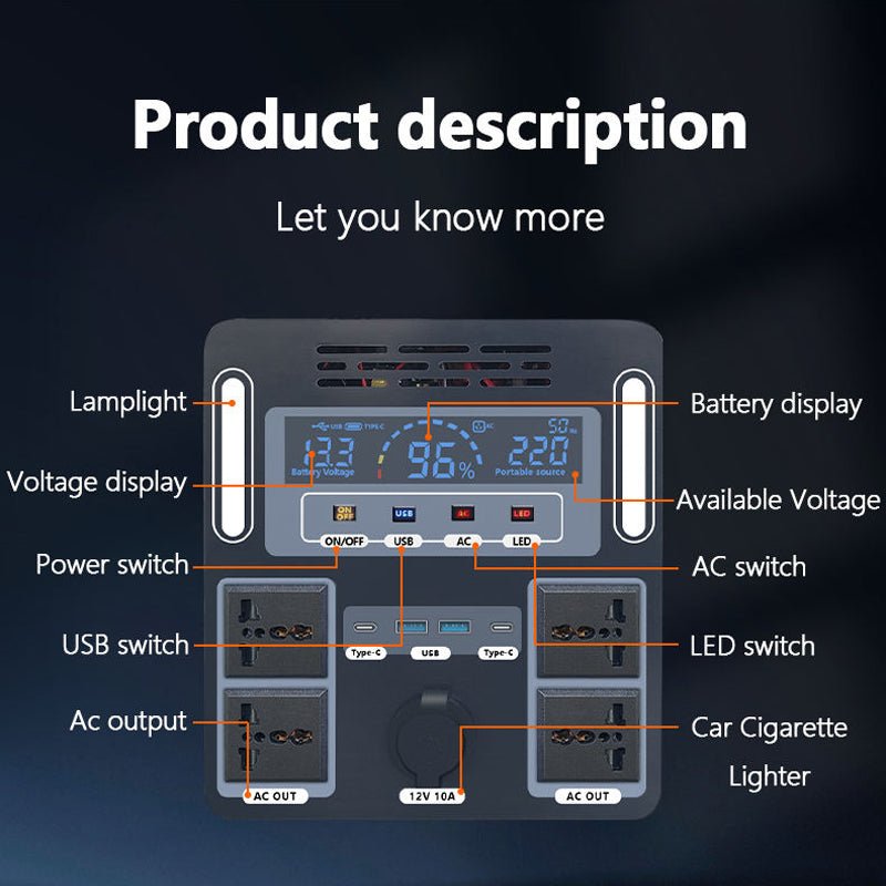 Portable Solar Generator Power Bank LiFePO4 Power Supply 1000W 2000W 3000W Portable Power Station for Outdoor Activities - Better - Light(HK Belisson) Lighting Co.,Ltd