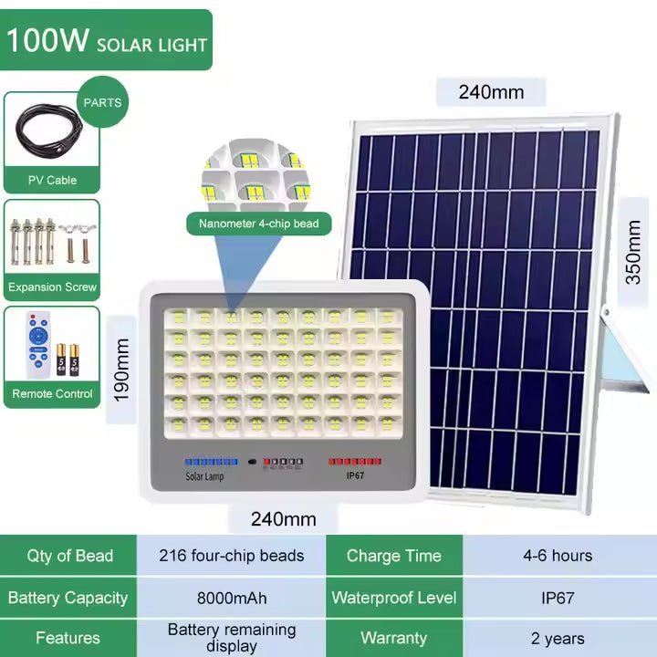 Solar Street LED Flood Light With Remote Controller for garden street park - Better - Light(HK Belisson) Lighting Co.,Ltd